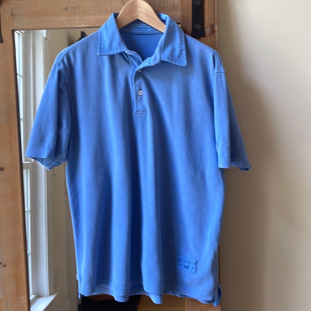 Southern Marsh Wave Pattern Polo Shirt Size S